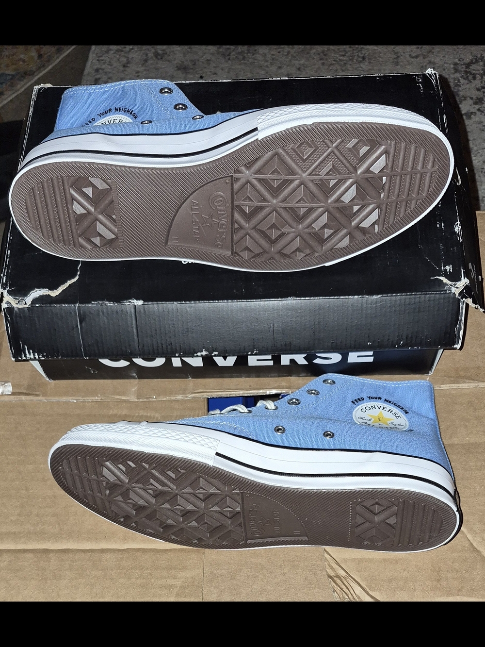 Converse Men's  Blue Canvas High-Top Sneakers with Strawberry Accent - Picture 3 of 10